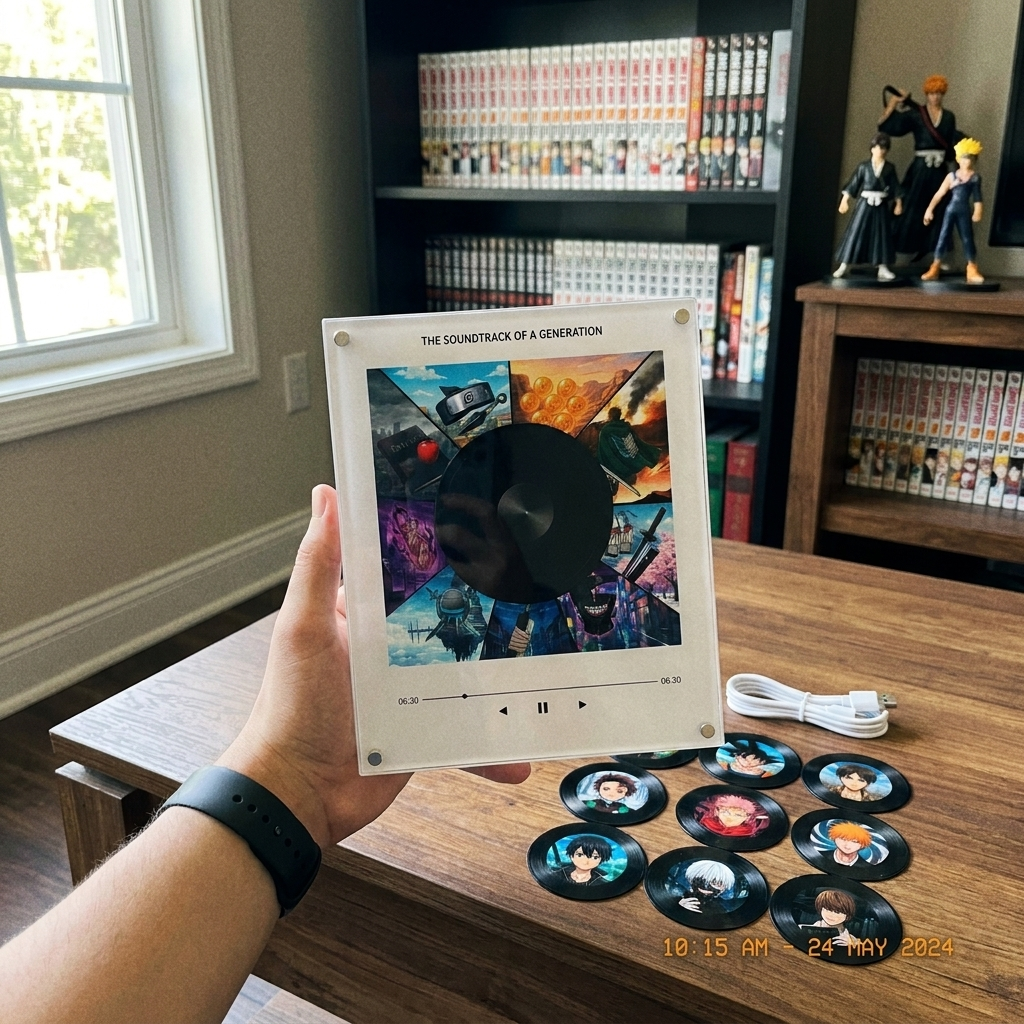 AniVinyl music player held in hand
