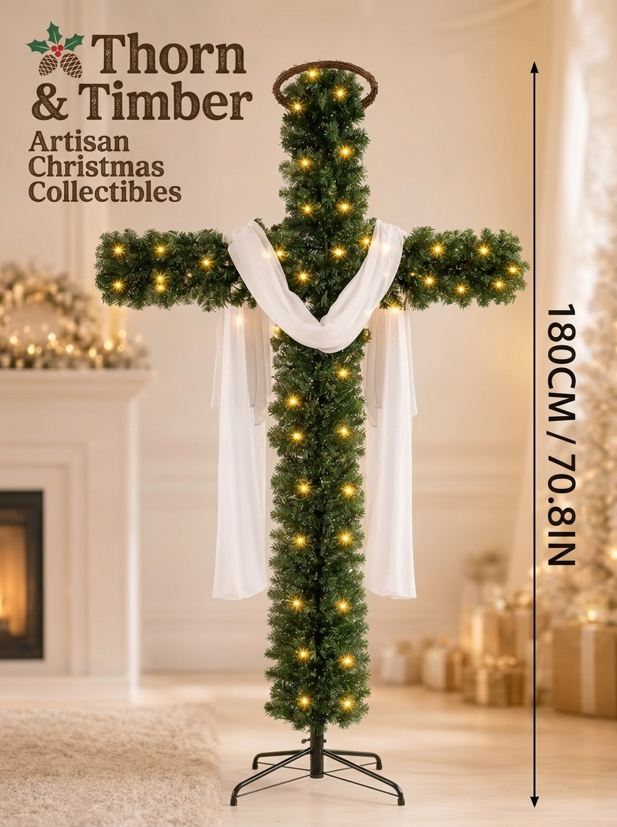 Lighted Cross Christmas Tree